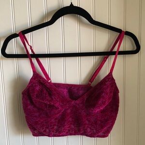 Free People Velvet Lace Bralette in Fuchsia Pink